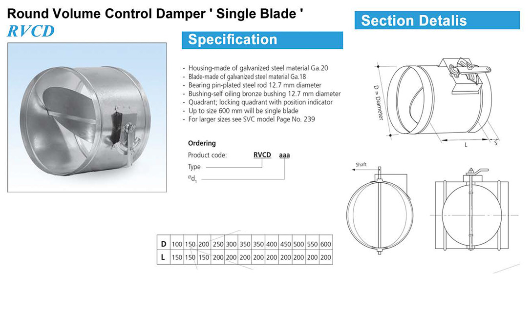 Round volume control damper-Single blade( RVCD)